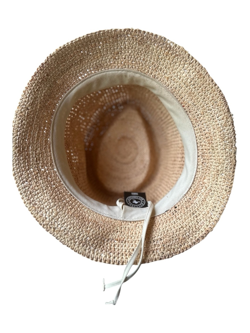 Woven Straw Fedora Hat in Tan with Red Trim - Picture 3 of 9